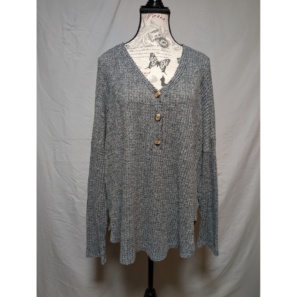 American Eagle Women's Gray Soft & Sexy Plush Oversized Knit‎ Sweater Large
